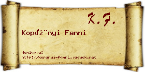 Kopányi Fanni névjegykártya