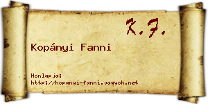 Kopányi Fanni névjegykártya